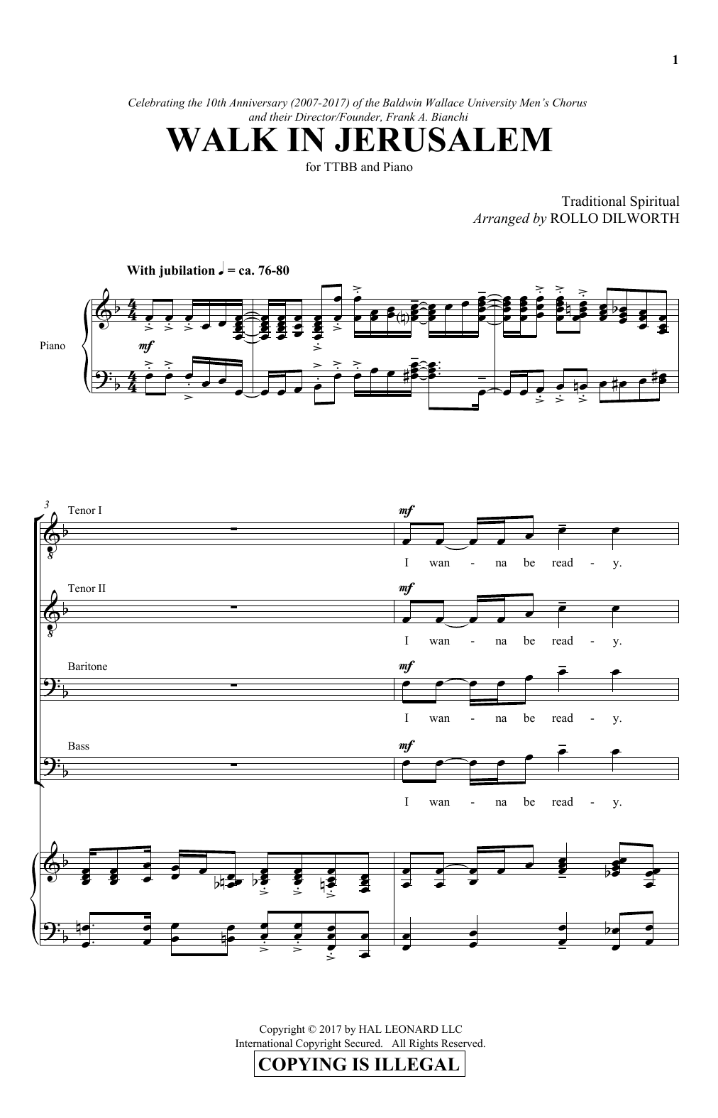 Rollo Dilworth Walk In Jerusalem sheet music notes and chords. Download Printable PDF.