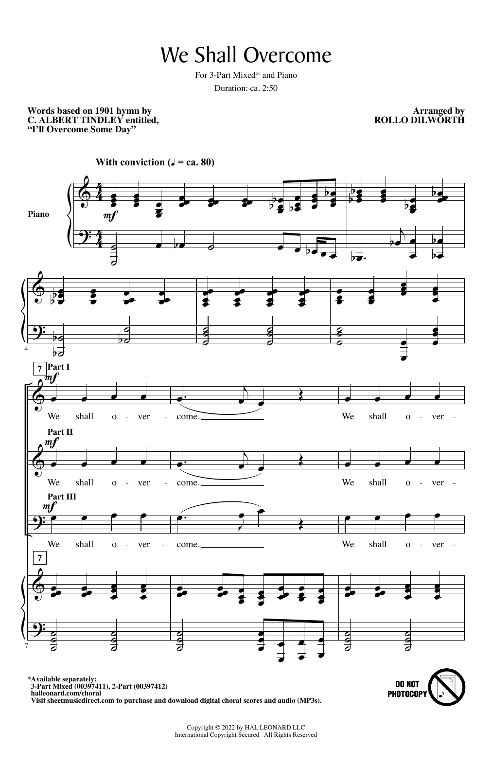 Rollo Dilworth We Shall Overcome sheet music notes and chords. Download Printable PDF.