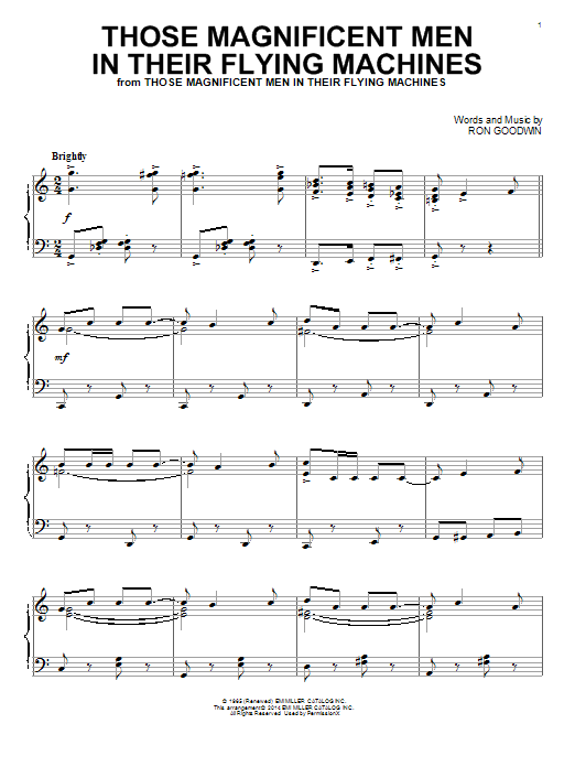 Ron Goodwin Those Magnificent Men In Their Flying Machines sheet music notes and chords. Download Printable PDF.