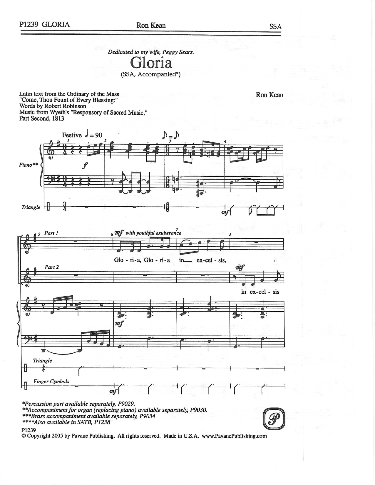 Ron Kean Gloria sheet music notes and chords. Download Printable PDF.