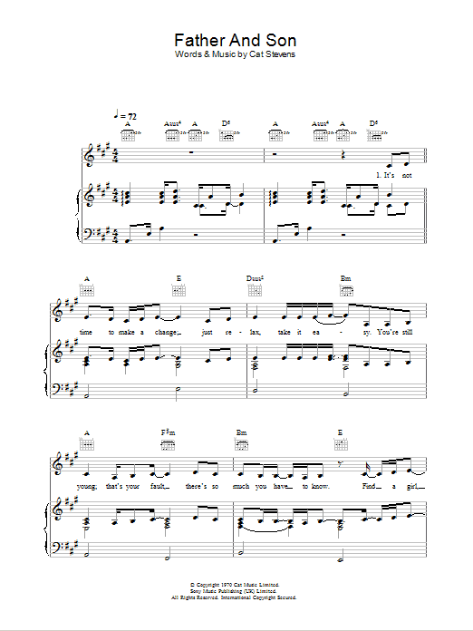 Ronan Keating Father And Son (feat. Yusuf) sheet music notes and chords. Download Printable PDF.