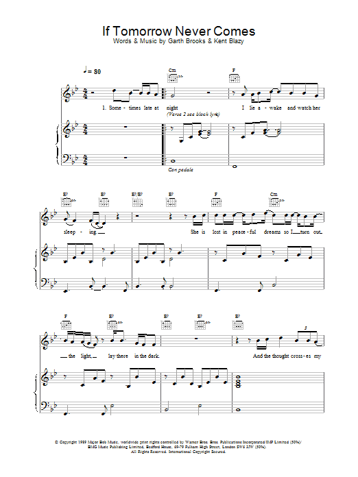 Ronan Keating If Tomorrow Never Comes sheet music notes and chords. Download Printable PDF.