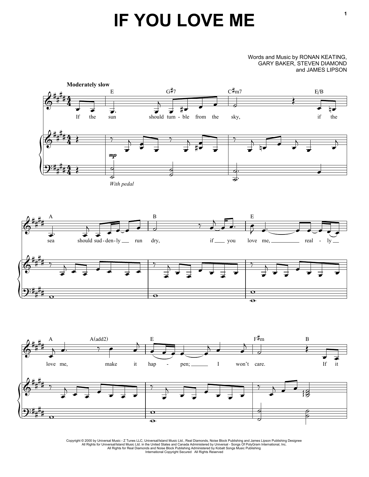 Ronan Keating If You Love Me sheet music notes and chords. Download Printable PDF.