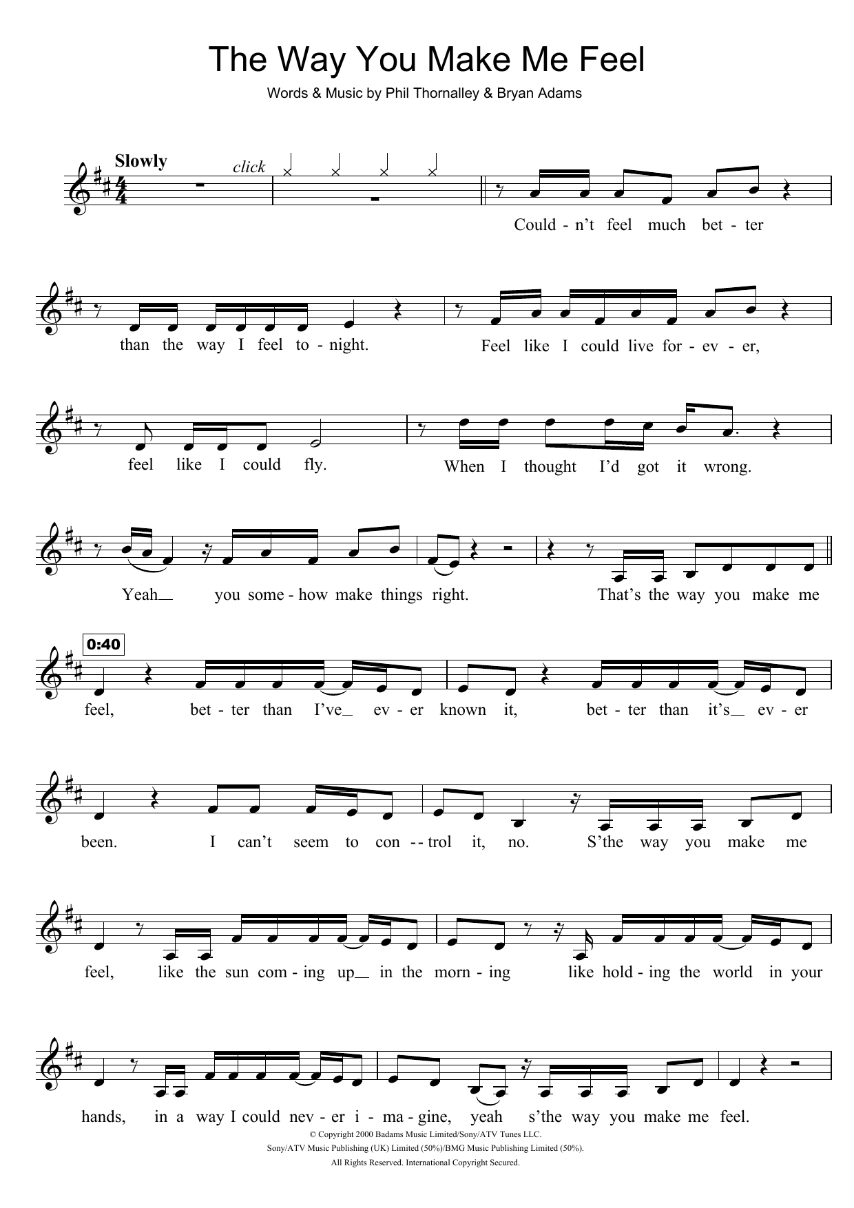 Ronan Keating The Way You Make Me Feel sheet music notes and chords. Download Printable PDF.