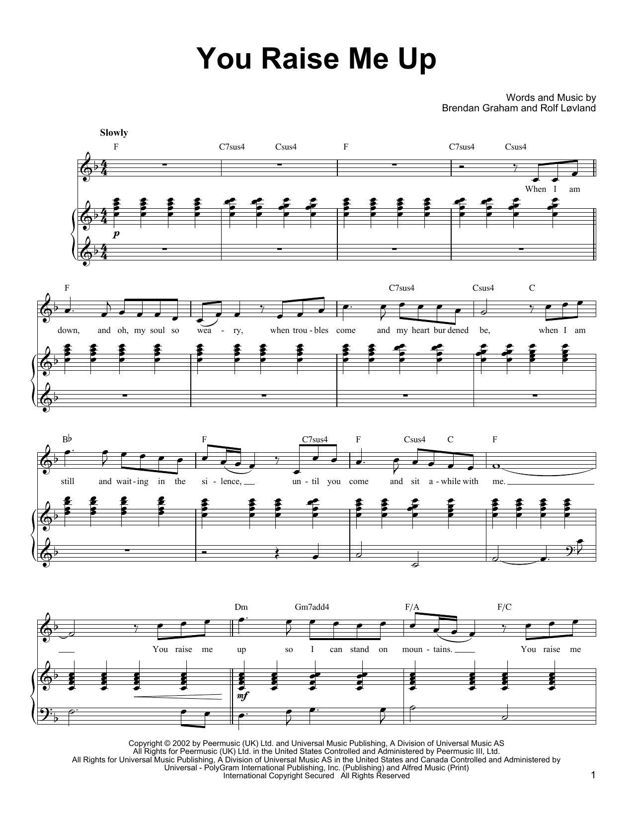 Ronan Tynan You Raise Me Up sheet music notes and chords. Download Printable PDF.