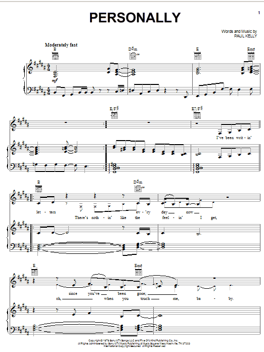 Learn to play Ronnie McDowell Personally sheet music for Piano, Vocal & Guitar Chords (Right-Hand Melody) in minutes. Price: 7.8900$ Ronnie McDowell Personally sheet music notes and chords arranged for Piano, Vocal & Guitar Chords (Right-Hand Melody)