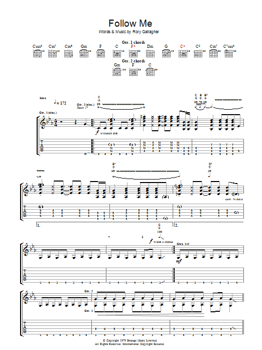 Learn to play Rory Gallagher Follow Me sheet music for Guitar Tab in minutes. Price: 7.8900$ Rory Gallagher Follow Me sheet music notes and chords arranged for Guitar Tab