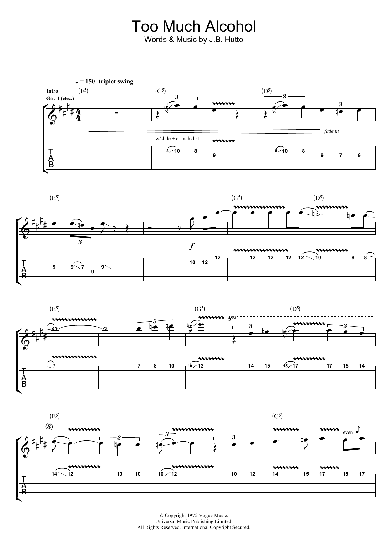 Learn to play Rory Gallagher Too Much Alcohol sheet music for Guitar Tab in minutes. Price: 7.8900$ Rory Gallagher Too Much Alcohol sheet music notes and chords arranged for Guitar Tab