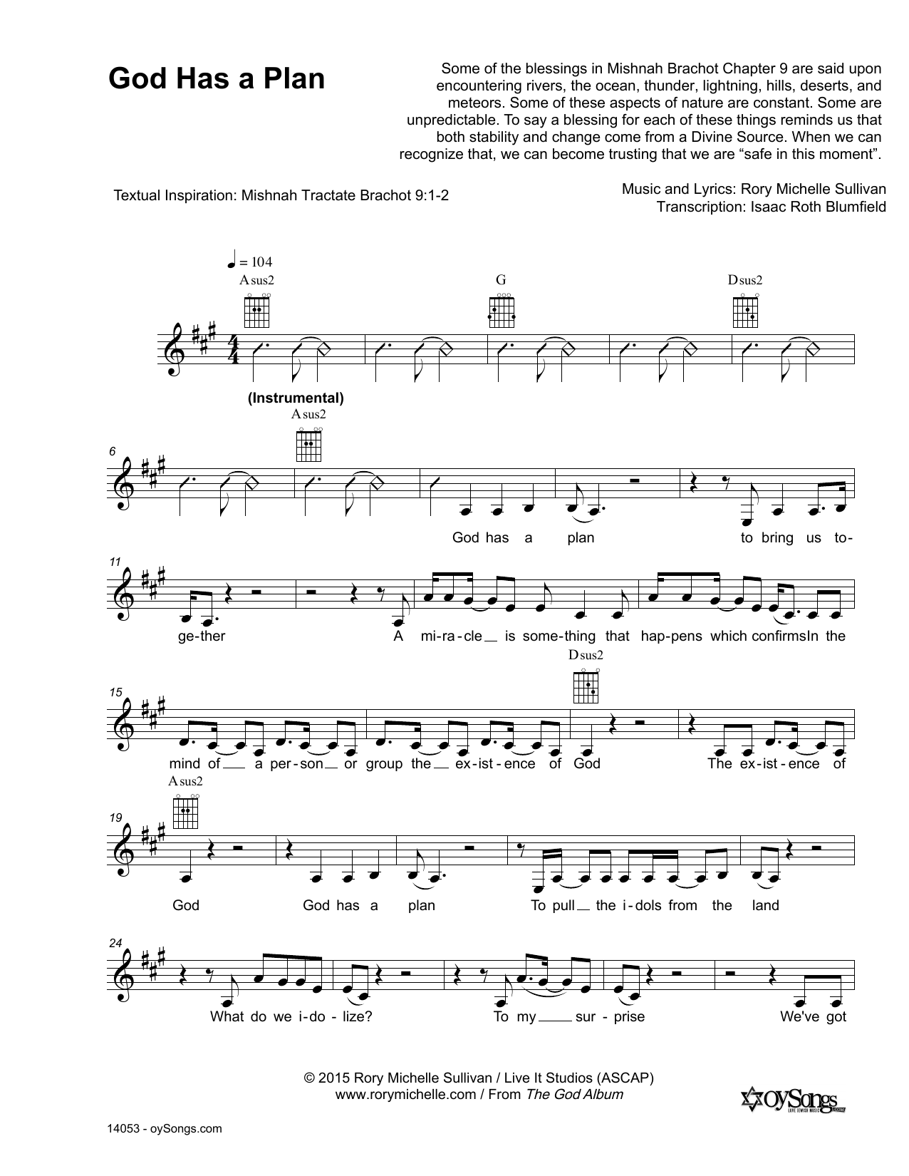 Rory Michelle Sullivan God Has a Plan sheet music notes and chords. Download Printable PDF.