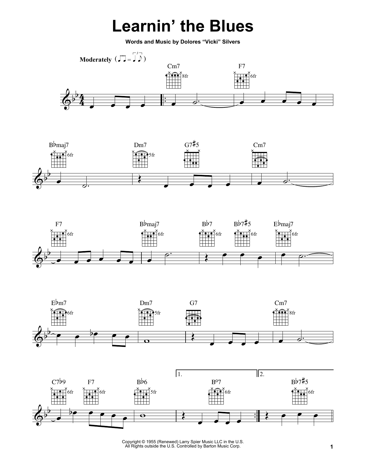 Rosemary Clooney Learnin' The Blues sheet music notes and chords. Download Printable PDF.