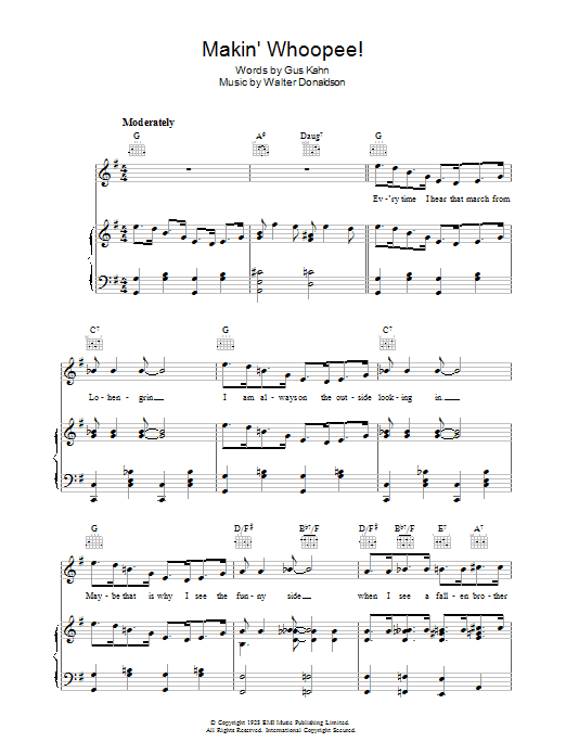 Learn to play Rosemary Clooney Makin' Whoopee sheet music for Piano, Vocal & Guitar Chords in minutes. Price: 7.8900$ Rosemary Clooney Makin' Whoopee sheet music notes and chords arranged for Piano, Vocal & Guitar Chords