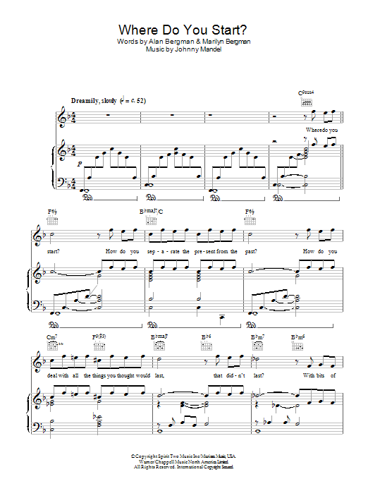 Learn to play Rosemary Clooney Where Do You Start? sheet music for Piano, Vocal & Guitar Chords in minutes. Price: 7.8900$ Rosemary Clooney Where Do You Start? sheet music notes and chords arranged for Piano, Vocal & Guitar Chords