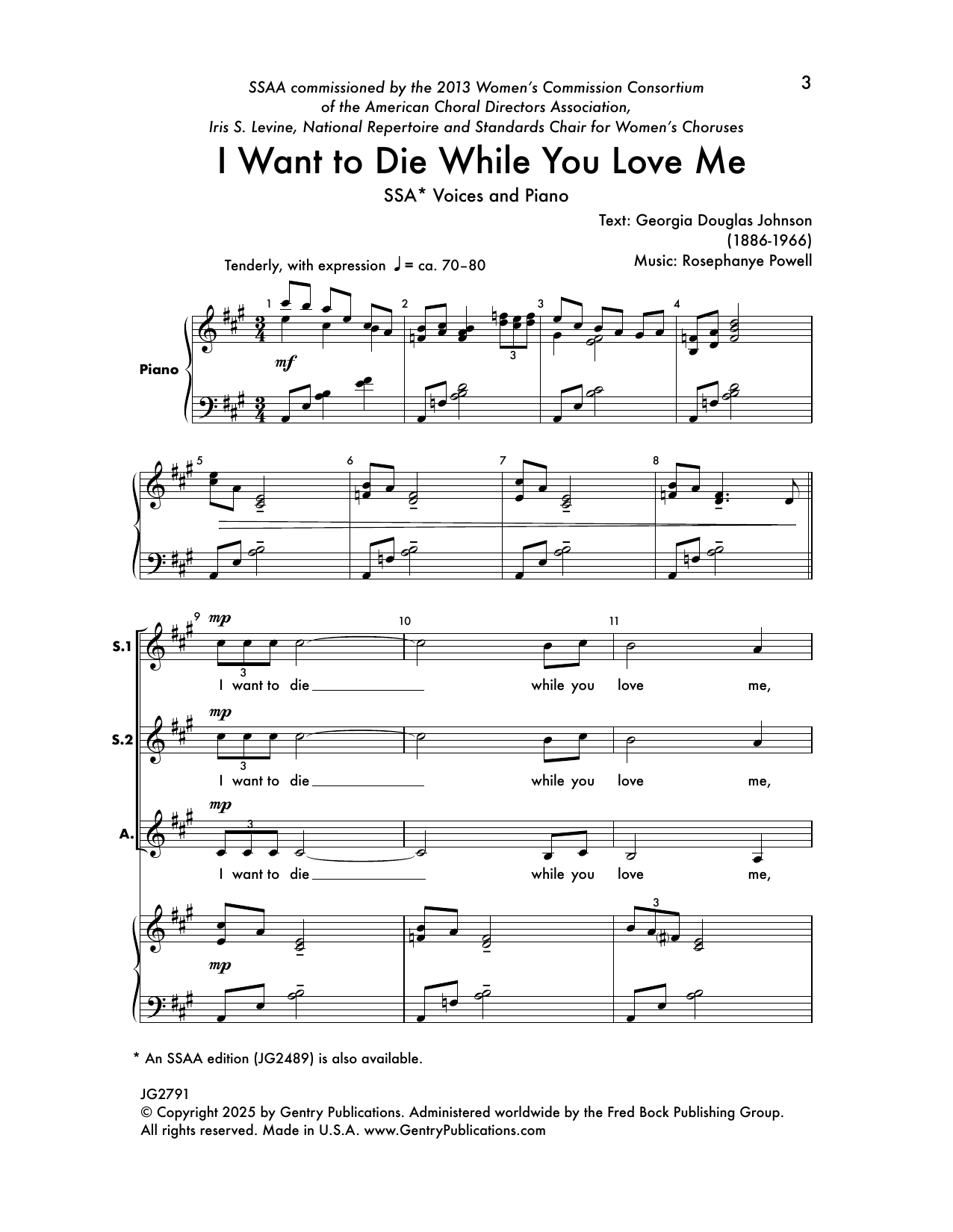 Learn to play Rosephanye Powell I Want to Die While You Love Me sheet music for SSA Choir in minutes. Price: 4.7900$ Rosephanye Powell I Want to Die While You Love Me sheet music notes and chords arranged for SSA Choir