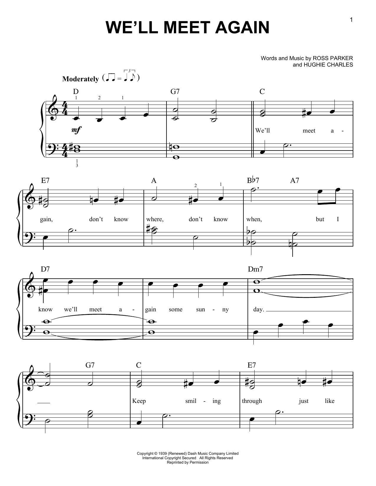 Ross Parker & Hughie Charles We'll Meet Again sheet music notes and chords. Download Printable PDF.