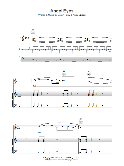 Learn to play Roxy Music Angel Eyes sheet music for Piano, Vocal & Guitar Chords in minutes. Price: 7.8900$ Roxy Music Angel Eyes sheet music notes and chords arranged for Piano, Vocal & Guitar Chords