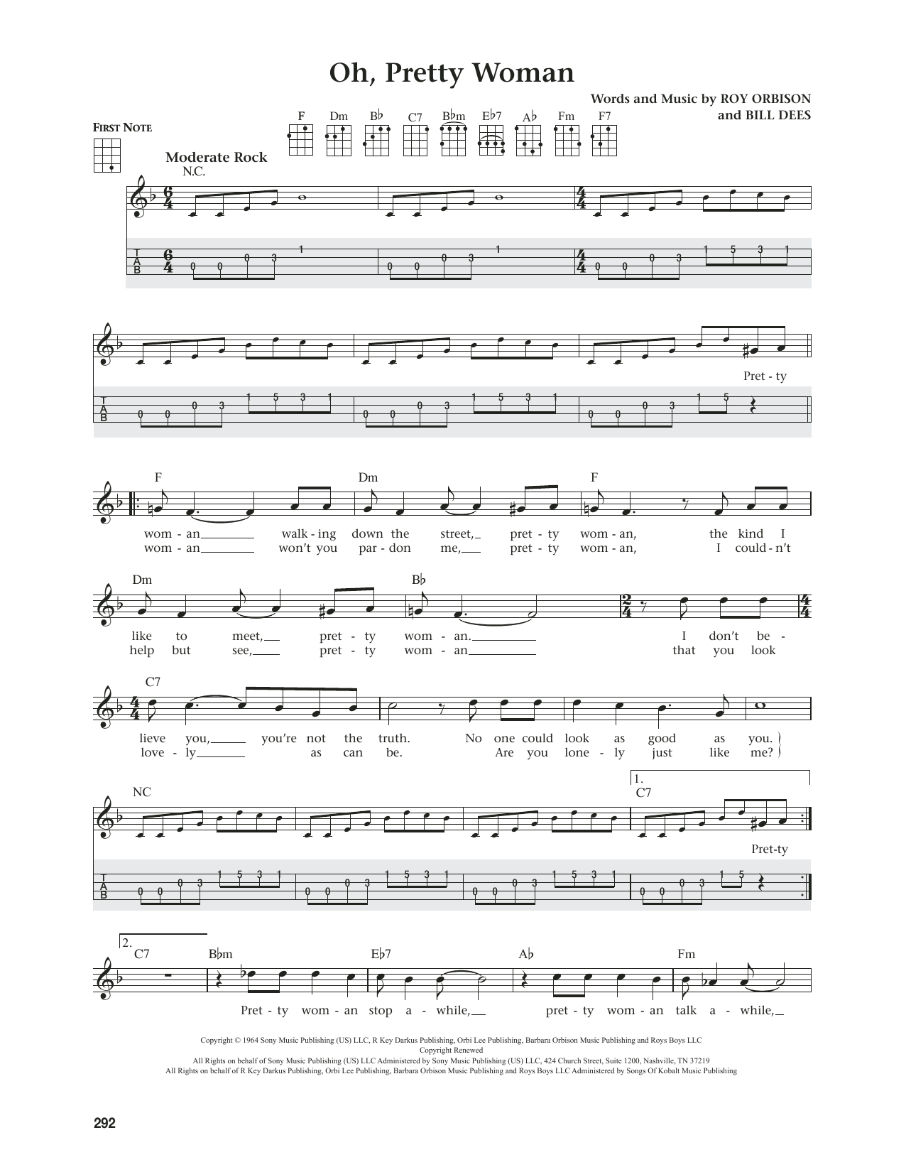 Roy Orbison Oh, Pretty Woman (from The Daily Ukulele) (arr. Jim Beloff) sheet music notes and chords. Download Printable PDF.