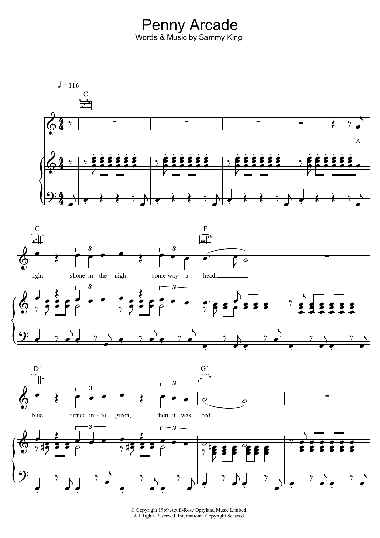 Roy Orbison Penny Arcade sheet music notes and chords. Download Printable PDF.