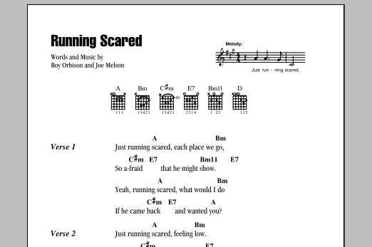 Roy Orbison Running Scared sheet music notes and chords. Download Printable PDF.