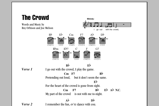 Roy Orbison The Crowd sheet music notes and chords. Download Printable PDF.