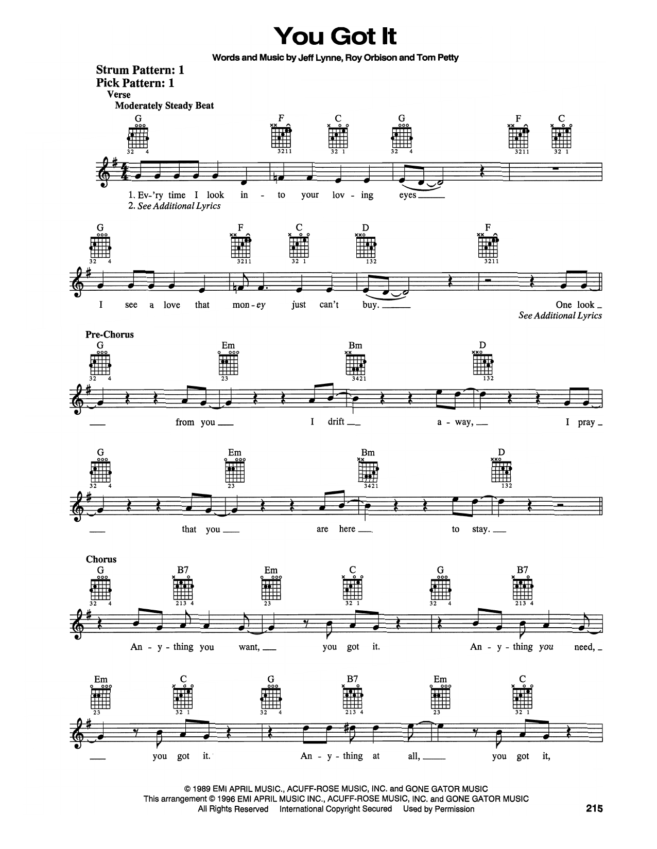 Roy Orbison You Got It sheet music notes and chords. Download Printable PDF.