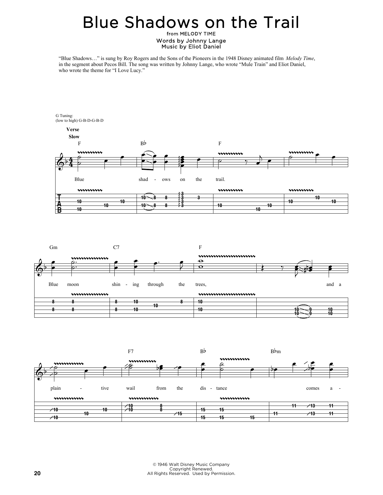 Learn to play Roy Rogers Blue Shadows On The Trail (arr. Fred Sokolow) sheet music for Guitar Tab in minutes. Price: 7.8900$ Roy Rogers Blue Shadows On The Trail (arr. Fred Sokolow) sheet music notes and chords arranged for Guitar Tab