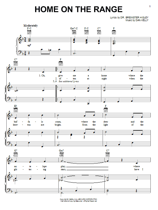 Roy Rogers Home On The Range sheet music notes and chords. Download Printable PDF.