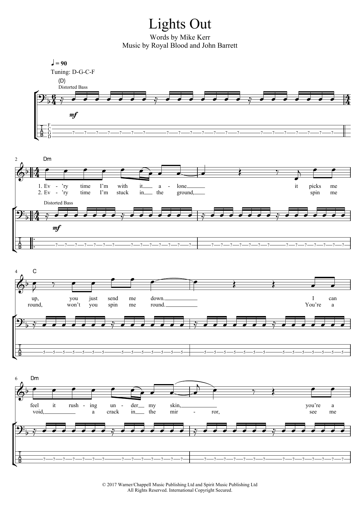 Royal Blood Lights Out sheet music notes and chords. Download Printable PDF.