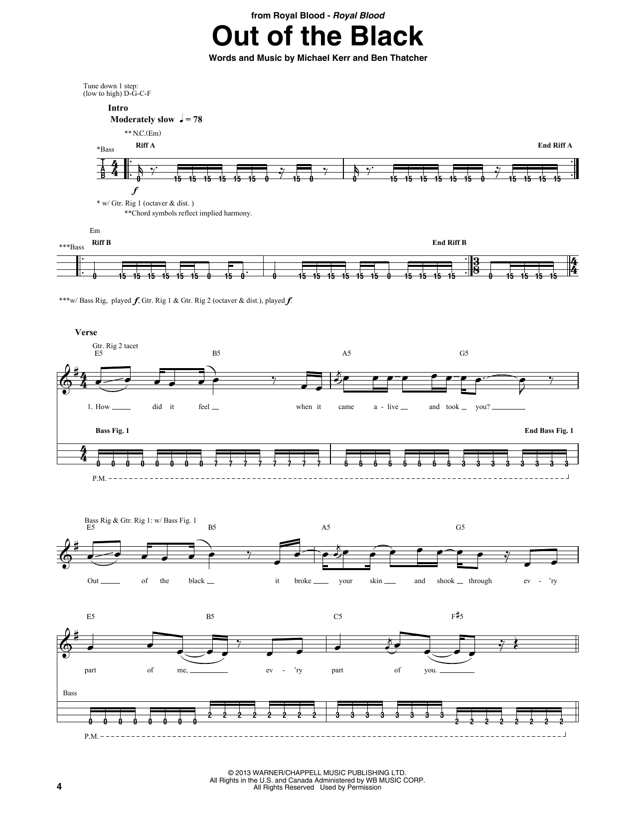 Royal Blood Out Of The Black sheet music notes and chords. Download Printable PDF.