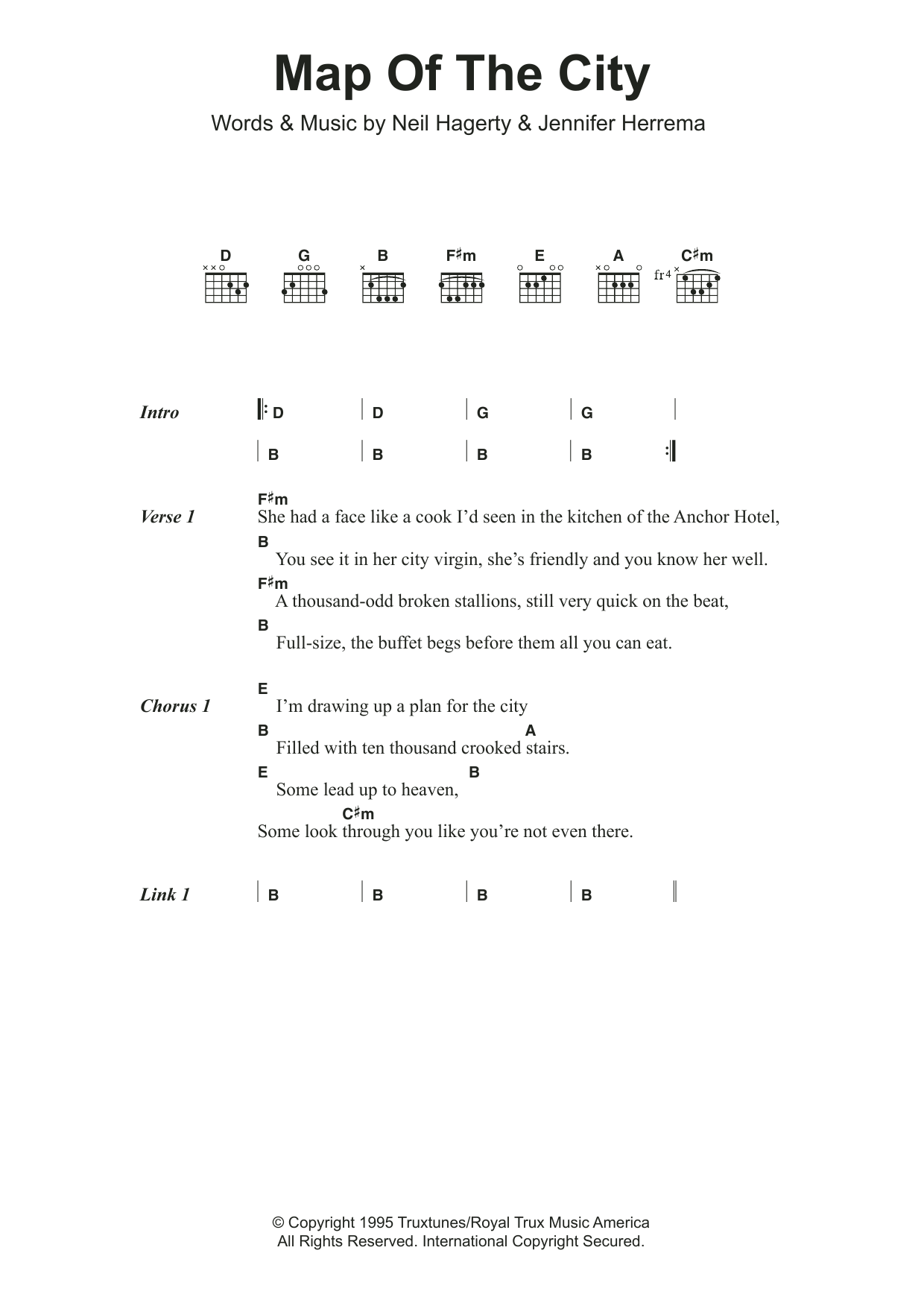 Royal Trux Map Of The City sheet music notes and chords. Download Printable PDF.