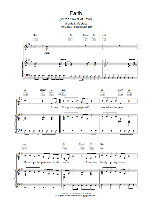 Learn to play Rozalla Faith (In The Power Of Love) sheet music for Piano, Vocal & Guitar Chords in minutes. Price: 7.8900$ Rozalla Faith (In The Power Of Love) sheet music notes and chords arranged for Piano, Vocal & Guitar Chords