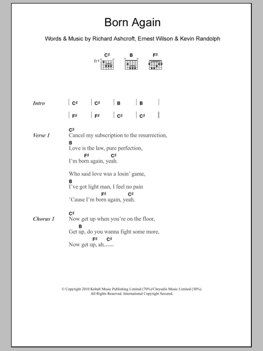Learn to play RPA & The United Nations Of Sound Born Again sheet music for Guitar Chords/Lyrics in minutes. Price: 4.4900$ RPA & The United Nations Of Sound Born Again sheet music notes and chords arranged for Guitar Chords/Lyrics