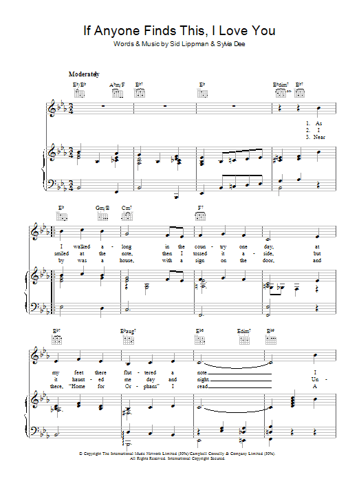 Learn to play Ruby Murray If Anyone Finds, This I Love You sheet music for Piano, Vocal & Guitar Chords in minutes. Price: 7.8900$ Ruby Murray If Anyone Finds, This I Love You sheet music notes and chords arranged for Piano, Vocal & Guitar Chords