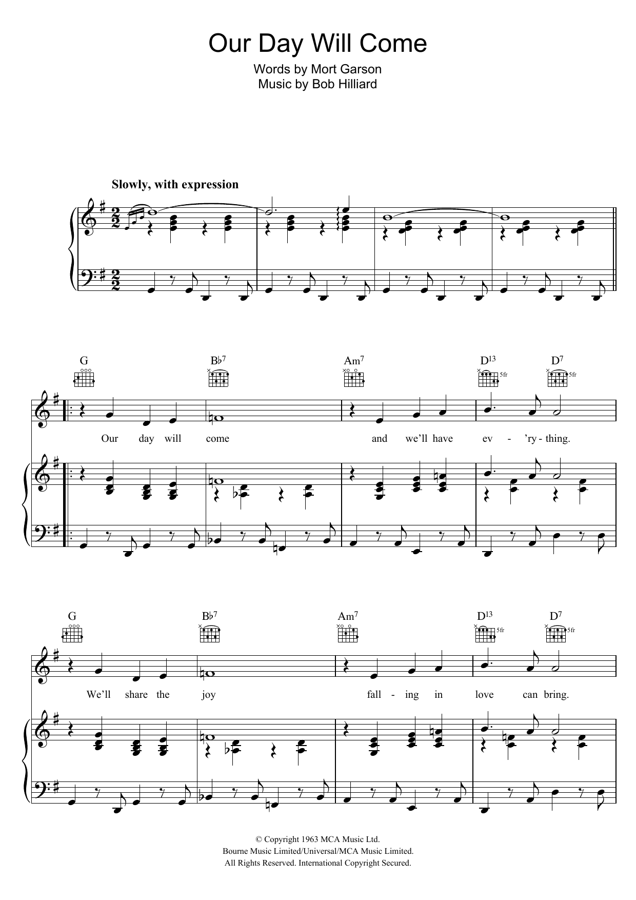 Ruby & The Romantics Our Day Will Come sheet music notes and chords. Download Printable PDF.