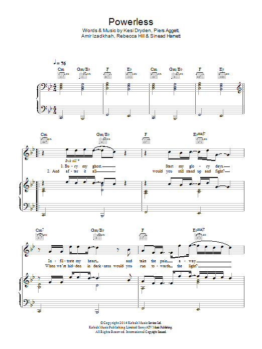 Learn to play Rudimental Powerless (feat. Becky Hill) sheet music for Piano, Vocal & Guitar Chords in minutes. Price: 7.8900$ Rudimental Powerless (feat. Becky Hill) sheet music notes and chords arranged for Piano, Vocal & Guitar Chords