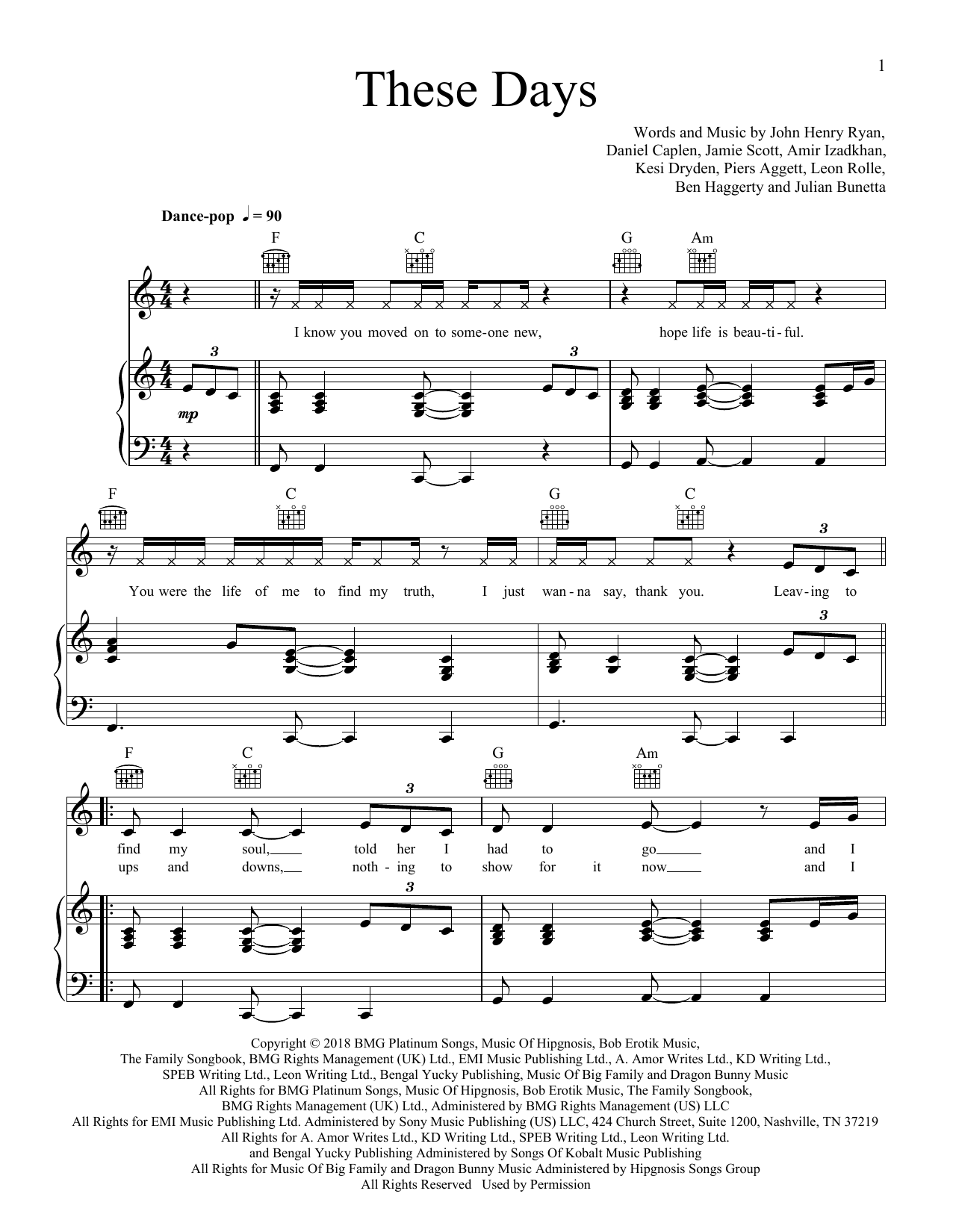 Rudimental These Days (feat. Jess Glynne, Macklemore & Dan Caplen) sheet music notes and chords. Download Printable PDF.