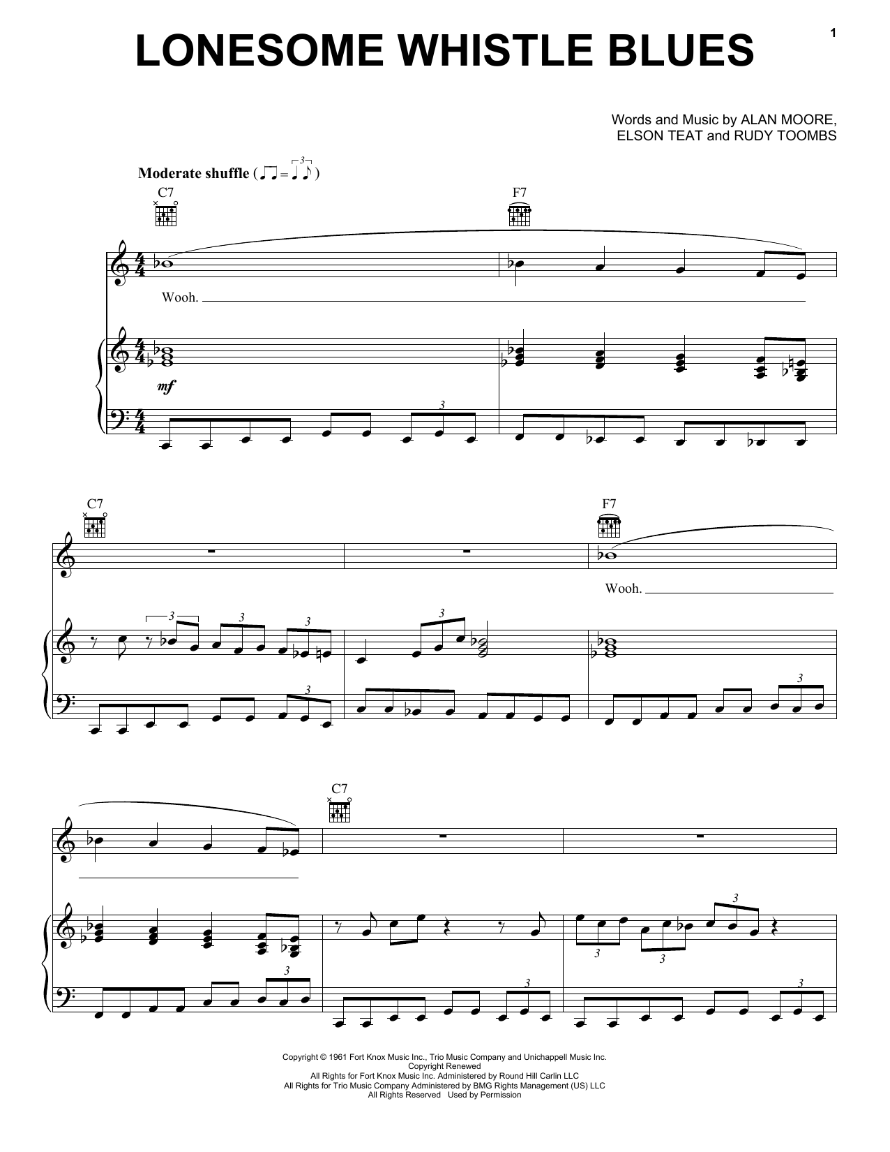 Rudy Toombs Lonesome Whistle Blues sheet music notes and chords. Download Printable PDF.