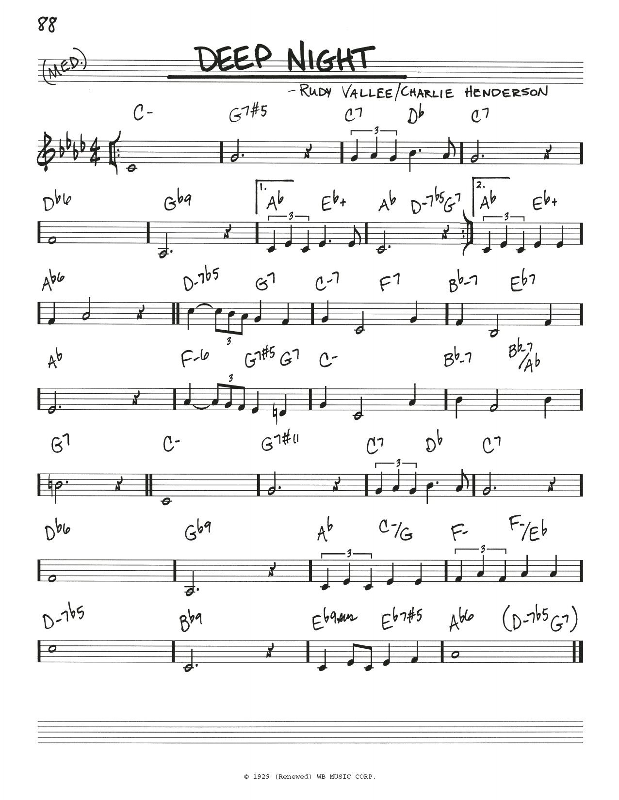 Learn to play Rudy Vallee Deep Night sheet music for Real Book – Melody & Chords in minutes. Price: 5.9900$ Rudy Vallee Deep Night sheet music notes and chords arranged for Real Book – Melody & Chords