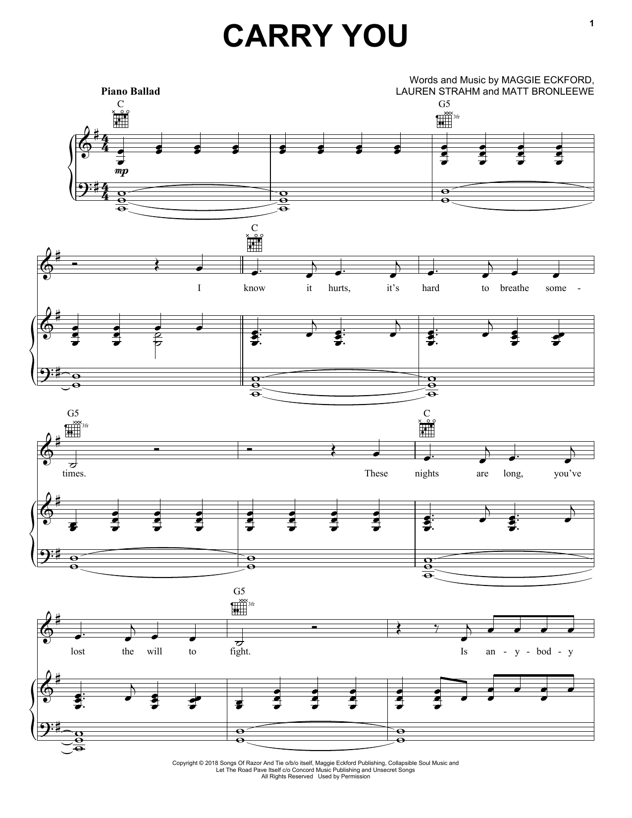 Ruelle Carry You (feat. Fleurie) sheet music notes and chords. Download Printable PDF.