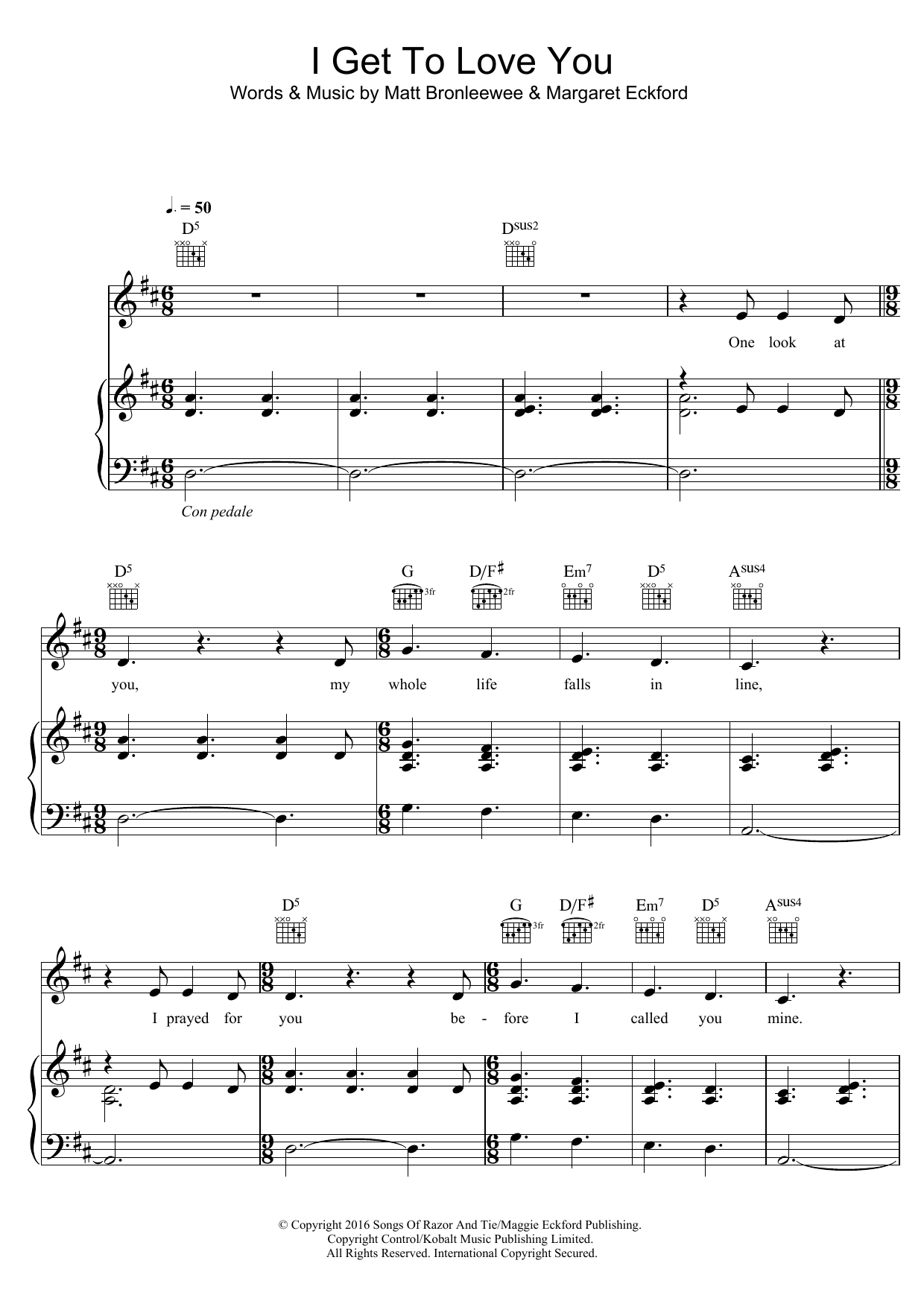 Ruelle I Get To Love You sheet music notes and chords. Download Printable PDF.