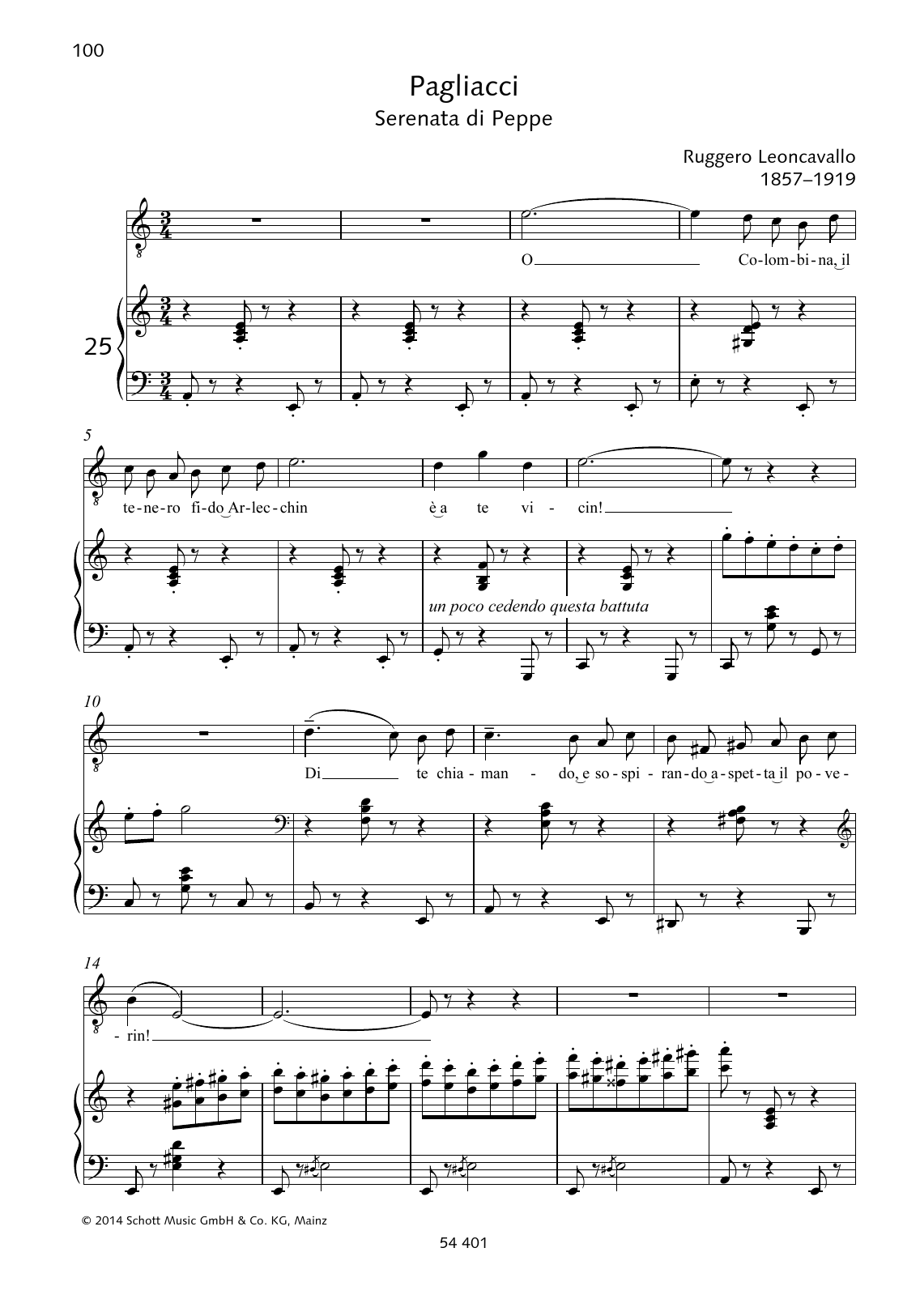 Ruggiero Leoncavallo O Colombina, il tenero fido Arlecchin sheet music notes and chords. Download Printable PDF.