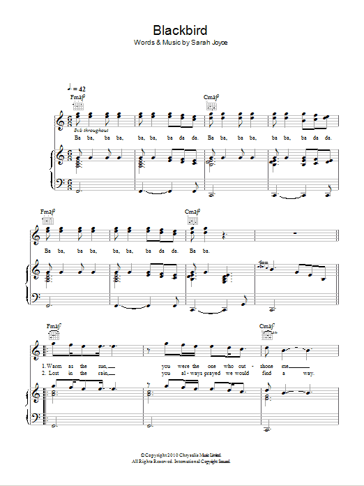 Learn to play Rumer Blackbird sheet music for Piano, Vocal & Guitar Chords in minutes. Price: 7.8900$ Rumer Blackbird sheet music notes and chords arranged for Piano, Vocal & Guitar Chords