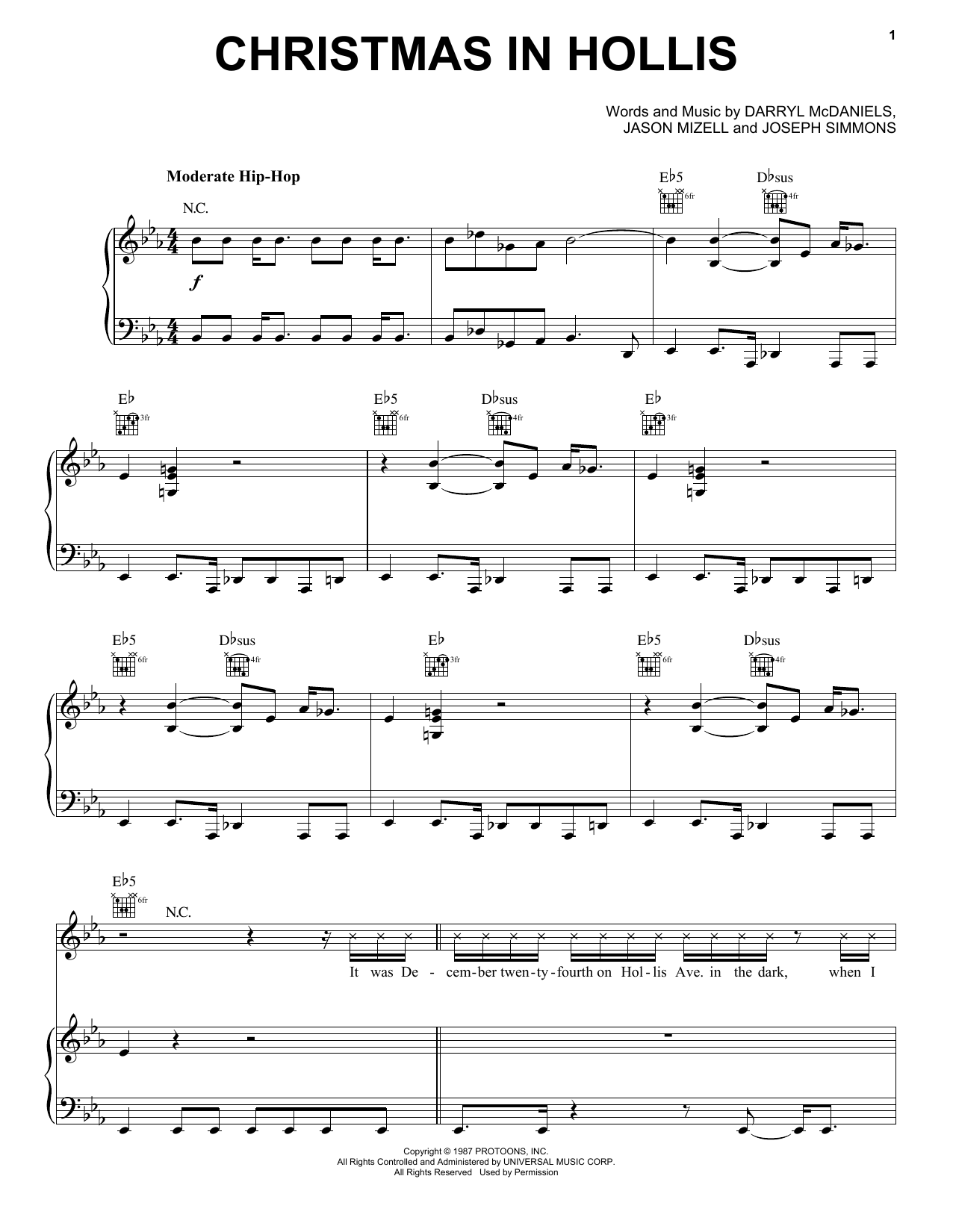 Run DMC Christmas In Hollis sheet music notes and chords. Download Printable PDF.