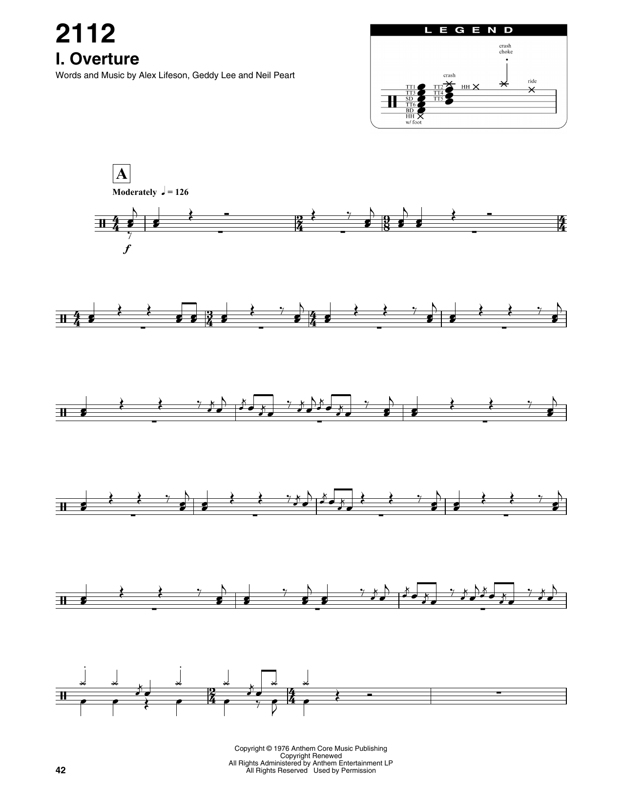 Rush 2112-I Overture sheet music notes and chords. Download Printable PDF.