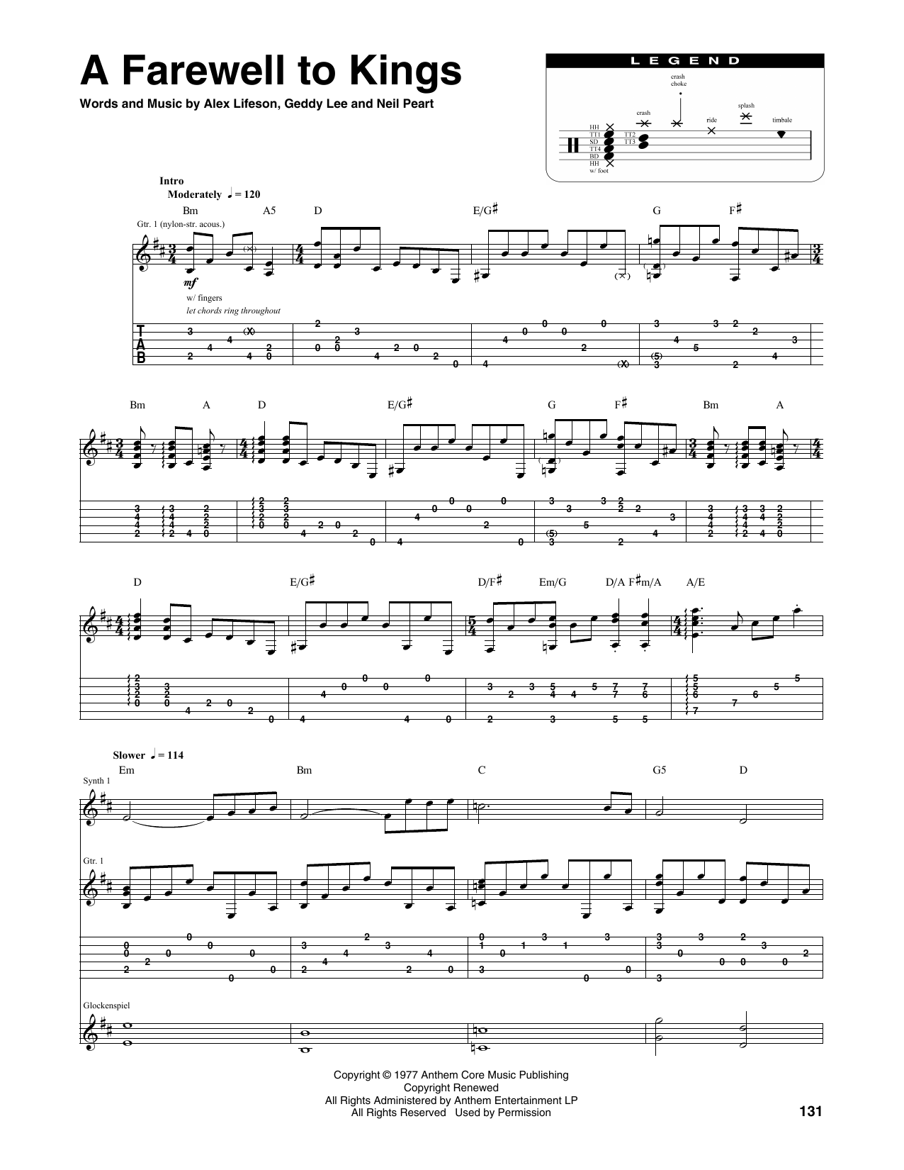 Learn to play Rush A Farewell To Kings sheet music for Transcribed Score in minutes. Price: 7.8900$ Rush A Farewell To Kings sheet music notes and chords arranged for Transcribed Score