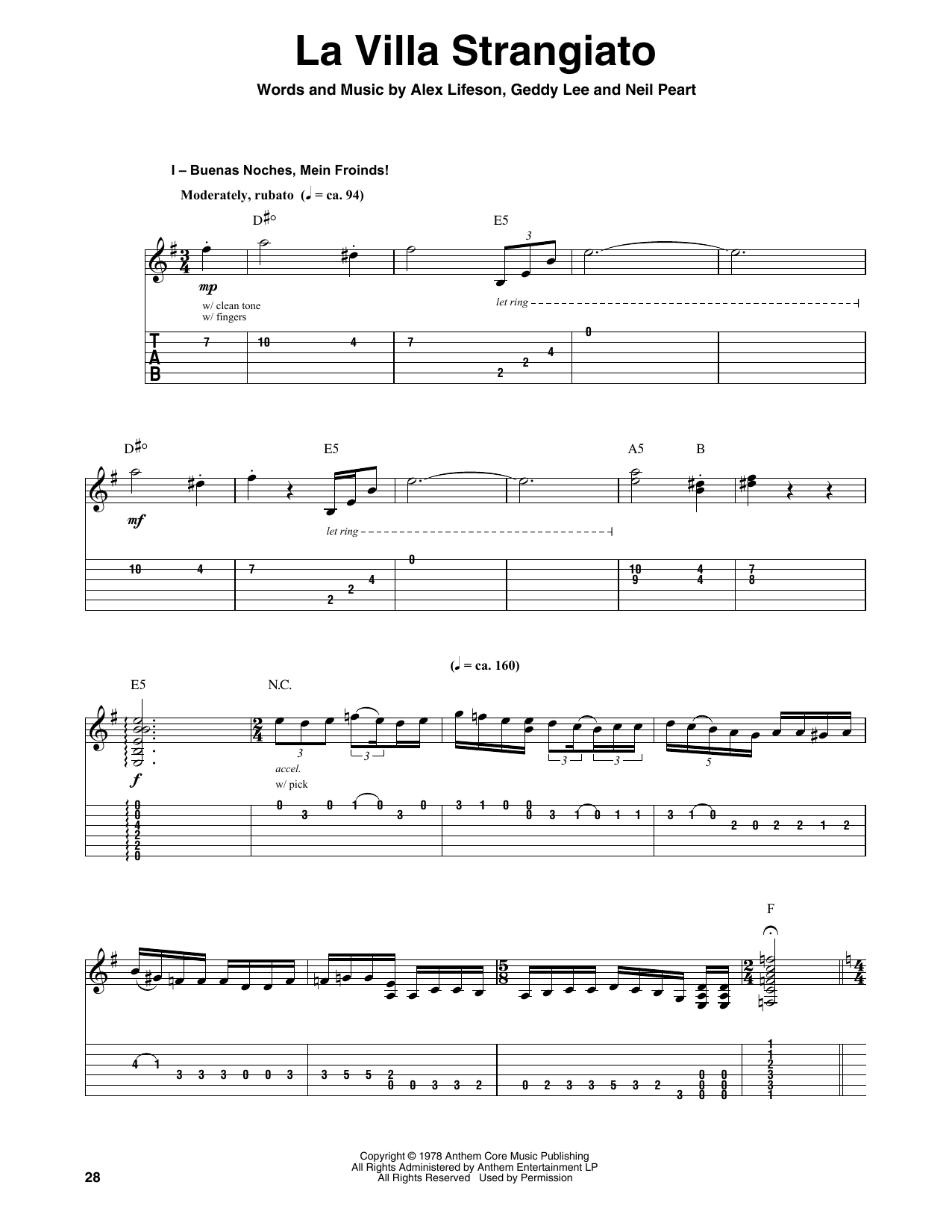 Rush La Villa Strangiato sheet music notes and chords. Download Printable PDF.