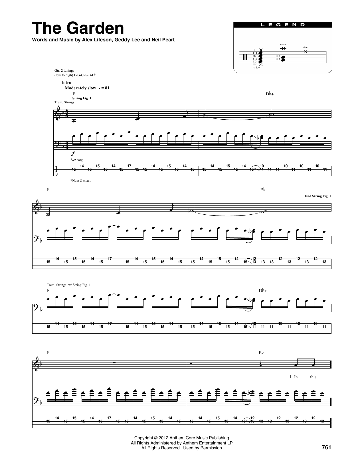 Rush The Garden sheet music notes and chords. Download Printable PDF.