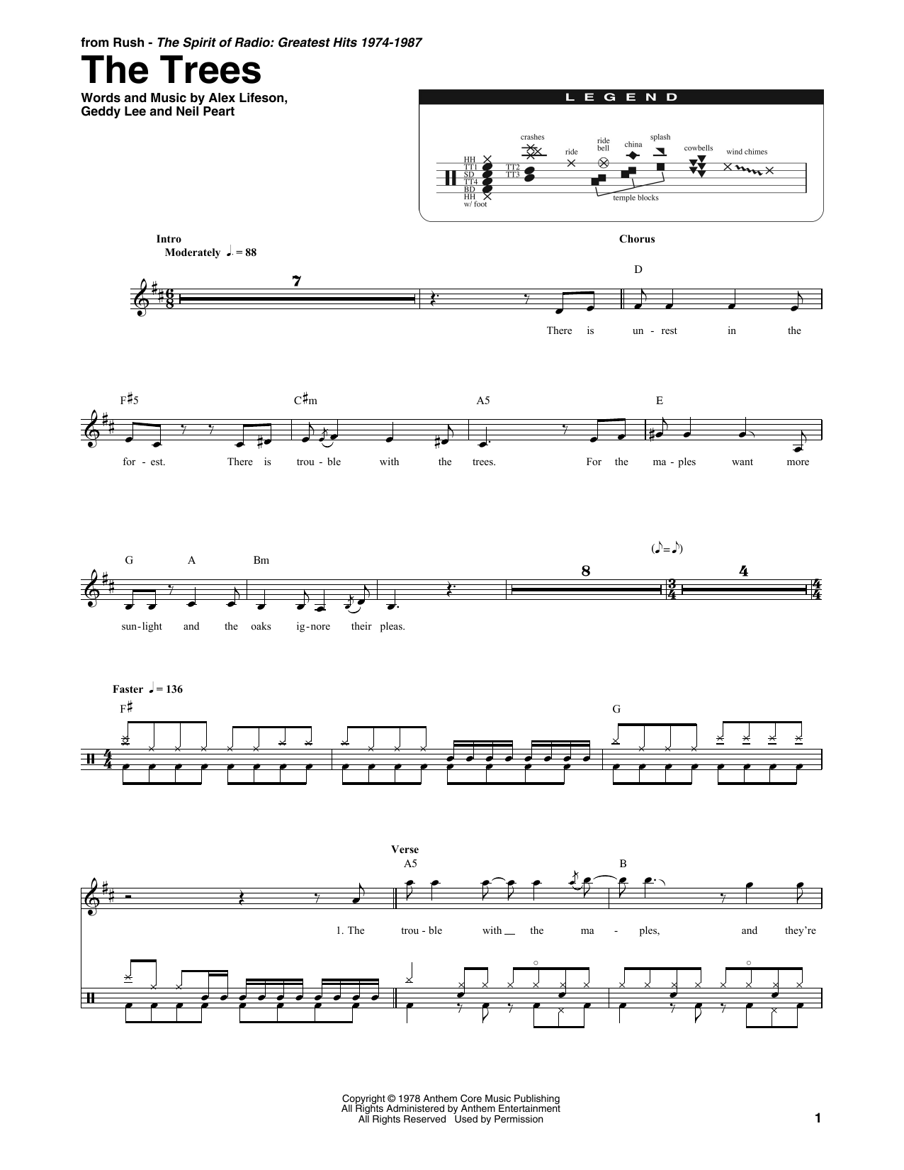 Rush The Trees sheet music notes and chords. Download Printable PDF.