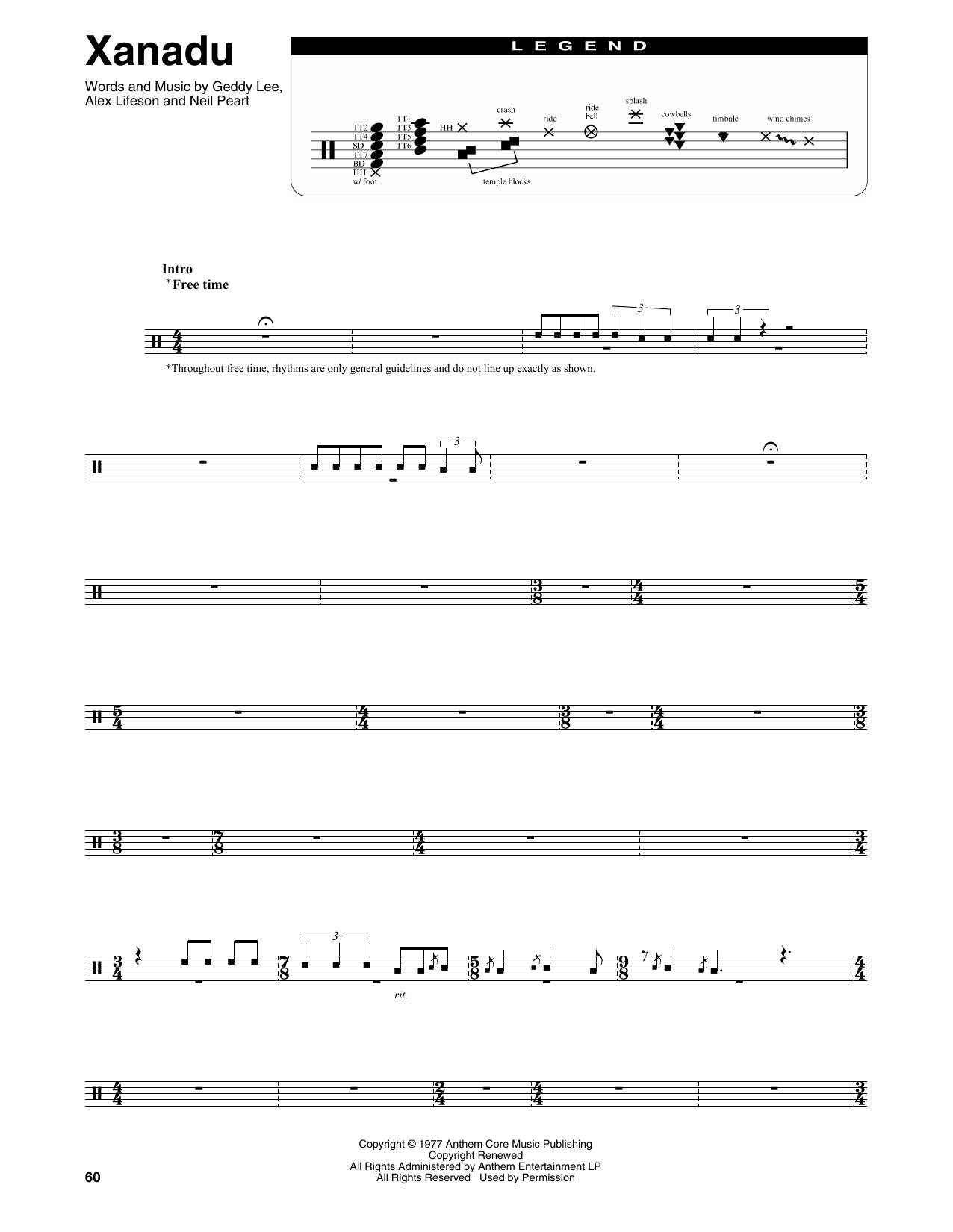 Rush Xanadu sheet music notes and chords. Download Printable PDF.