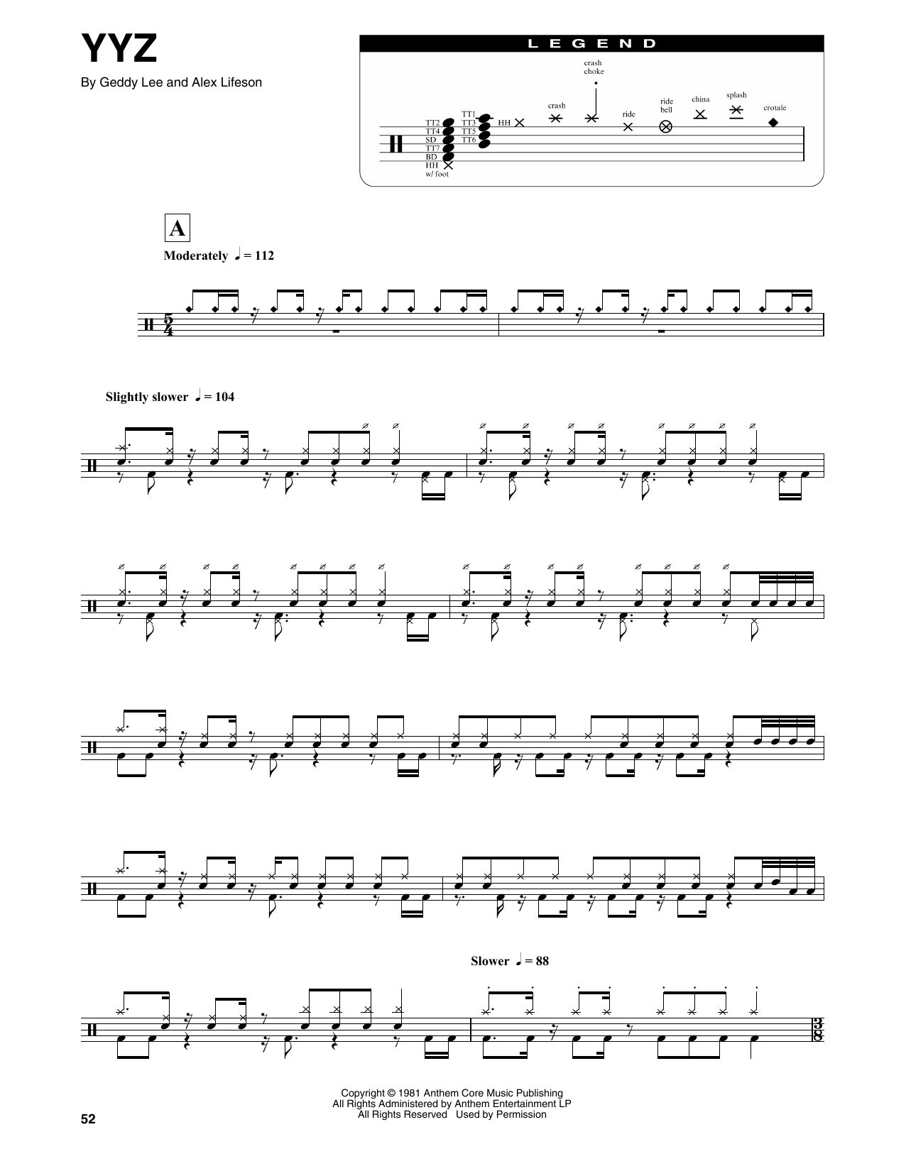 Rush YYZ sheet music notes and chords. Download Printable PDF.