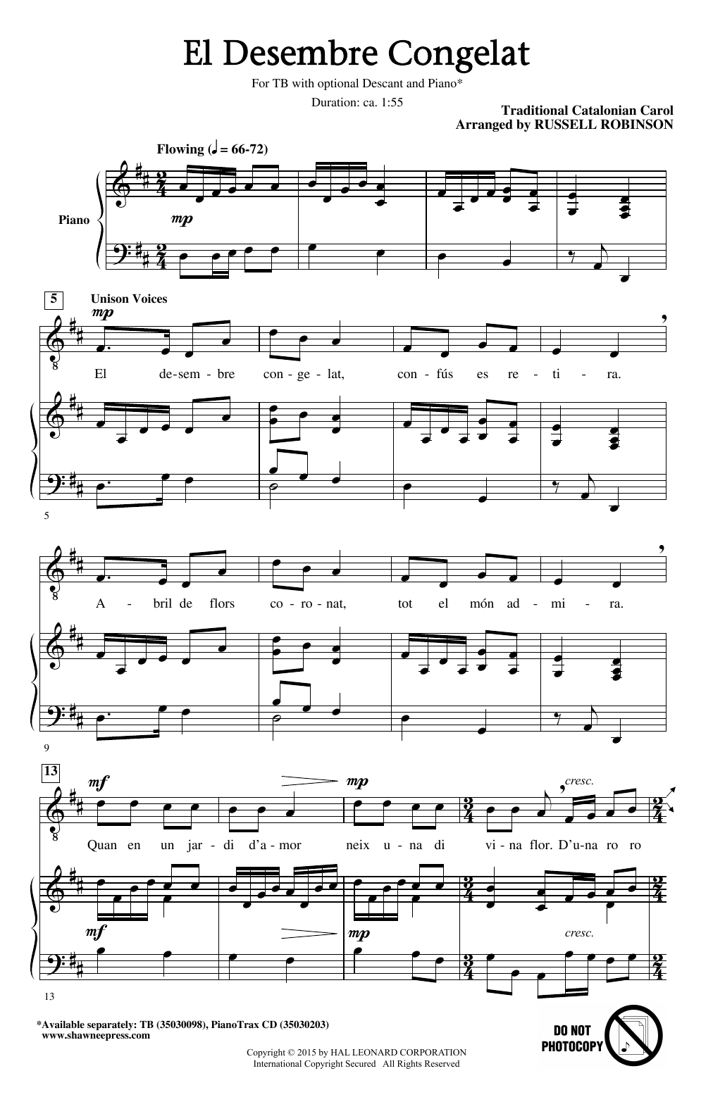 Russell Robinson El Desembre Congelat sheet music notes and chords. Download Printable PDF.